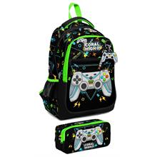 Coral High İlkokul Sırt Çantası ve Kalemlik Seti - Erkek Çocuk - Siyah Fosforlu Yeşil Gamer