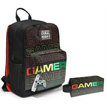 Coral High Dört Bölmeli Ortaokul Sırt Çantası ve Kalemlik Seti - Siyah Gri Gamer - Erkek Çocuk