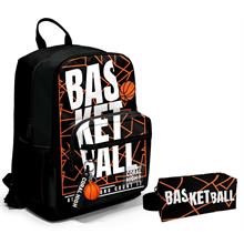 Coral High Dört Bölmeli Ortaokul Sırt Çantası ve Kalemlik Seti - Siyah Basketbol - Erkek Çocuk
