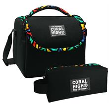 Coral High Siyah Grafiti Desenli Erkek Çocuk Isı Yalıtımlı Beslenme Çantası ve Kalemlik Seti