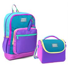 Coral High Dört Bölmeli Kız Çocuk Okul Sırt Çantası ve Beslenme Seti - Pembe Pastel Renkli