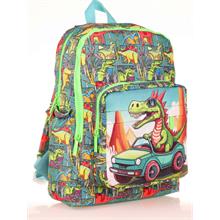 Kaukko Kids Yeşil Sevimli Dinazor Erkek Çocuk Okul Sırt Çantası