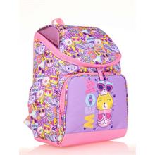 Kaukko Kids Mor Kediler Kız Çocuk Okul Sırt Çantası - Özel Tasarım