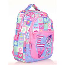 Kaukko Kids Çok Renkli Love Kız Çocuk Okul Sırt Çantası