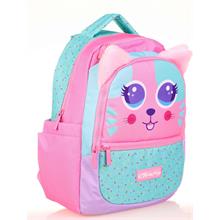 Kaukko Kids Yeşil Pembe Sevimli Kedi Kız Çocuk Okul Sırt Çantası