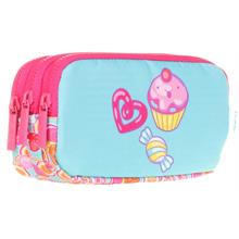 Kaukko Üç Bölmeli Cupcake Pembe Kız Çocuk Kalem Çantası