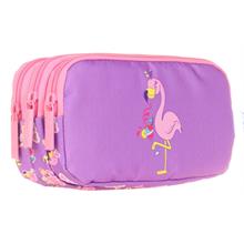 Kaukko Üç Bölmeli Flamingo Kız Çocuk Kalem Çantası