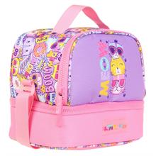 Kaukko Kids İki Gözlü Isı Yalıtımlı Kız Çocuk Mor Kediler Beslenme Çantası