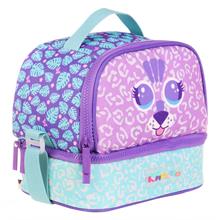 Kaukko Kids İki Gözlü Isı Yalıtımlı Kız Çocuk Sevimli Aslan Mor Beslenme Çantası