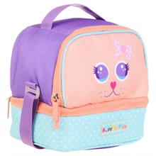 Kaukko Kids İki Gözlü Isı Yalıtımlı Kız Çocuk Sevimli Kedi Çok Renkli Beslenme Çantası