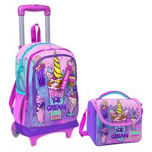 Coral High Pembe Mor Dondurma Işıklı Tekerlekli Okul Çantası ve Beslenme Seti - Kız Çocuk