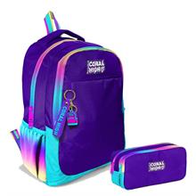 Coral High Kız Çocuk Rainbow Fermuarlı Mor İlkokul ve Ortaokul Sırt Çantası ve Kalemlik Seti