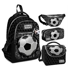 Coral High Siyah Futbol Desenli Erkek Çocuk Okul Beslenme Kalemlik ve Bel Çantası Seti - İlkokul İçin Uygun
