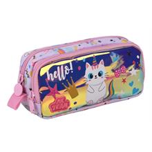Me Çanta Me Team Hello Kat Kız Çocuk İki Gözlü Kalem Çantası - Pembe