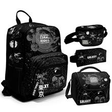 Coral High İlkokul/Ortaokul Çanta Seti ve Bel Çantası- Siyah Galaxy - Erkek Çocuk