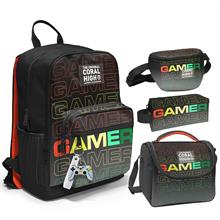 Coral High İlkokul/Ortaokul Çanta Seti ve Bel Çantası- Siyah Gri Gamer - Erkek Çocuk