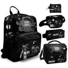 Coral High Beşli İlkokul/Ortaokul Çanta Seti - Siyah Galaxy - Erkek Çocuk