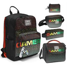 Coral High Beşli İlkokul/Ortaokul Çanta Seti - Siyah Gri Gamer - Erkek Çocuk