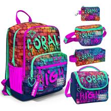 Coral High Beşli İlkokul/Ortaokul Çanta Seti - Pembe Lacivert Grafiti - Erkek Çocuk