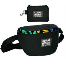 Coral High Erkek Çocuk Siyah Grafiti Desenli Bel Çantası ve Bozuk Para Cüzdanı Set