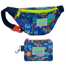 Coral High Erkek Çocuk Saks Grafiti Desenli Bel Çantası ve Bozuk Para Cüzdanı Set