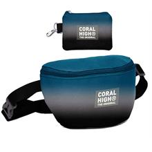 Coral High Erkek Çocuk Nefti Gri Desenli Bel Çantası ve Bozuk Para Cüzdanı Set