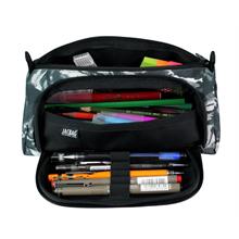 Jacbag Prime XL Lastik Ayraçlı İki Bölmeli Gri Dumanlı Erkek Çocuk Kalem Çantası