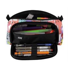 Jacbag Prime XL Lastik Ayraçlı İki Bölmeli Sarı Kedi Kalem Çantası (Kadın/Kız Çocuk)