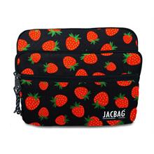 Jacbag Kırmızı/Siyah Çilekli Üç Cepli Tablet Telefon Not Defteri El Çantası - Kız Çocuk/Kadın