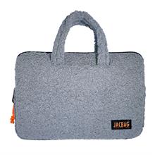 Jacbag Teddy Peluş Açık Gri/Turuncu Erkek Çocuk Notebook Laptop ve Evrak Çantası