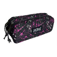 Jacbag Pembe Geometrik İki Gözlü Okul Kalem Çantası - Kız Çocuk