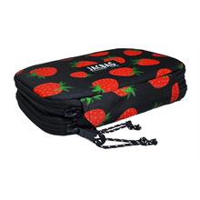 Jacbag Çift Kapaklı Organizer Lastikli Düzenletici Kalemlik - Çilek Siyah/Kırmızı - Kadın ve Kız Çocuk