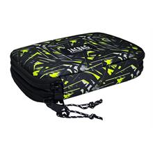 Jacbag Çift Kapaklı Organizer Lastikli Düzenletici Kalemlik - Sarı Geometrik - Unisex Çocuk ve Yetişkin