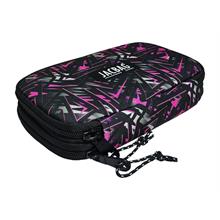 Jacbag Çift Kapaklı Organizer Lastikli Düzenletici Kalemlik - Pembe Geometrik - Kız Çocuk/Kadın