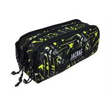 Jacbag Üç Bölmeli Çocuk ve Yetişkin Kalem Çantası - Sarı Geometrik - Erkek Çocuk