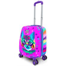 Coral High Kedi Baskılı Kız Çocuk Mor Çocuk Valizi (Mor)