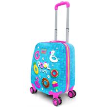 Coral High Mavi Pembe Havuz Parti Baskılı Dört Tekerlekli Kız Çocuk Seyahat/Tatil Valizi