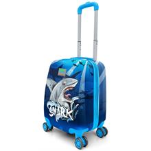 Coral High Mavi Shark Baskılı Erkek Çocuk Seyahat Tatil Valizi