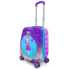 Coral High Mor Pembe Kız Çocuk Peri Baskılı Seyahat/Tatil Valizi (Dört Tekerlekli - İki Kademeli)