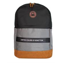 United Colors Of Benetton Üç Bölmeli Retro Erkek Çocuk Sırt Çantası - Siyah-Gri - Günlük Okul Seyahat