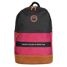 United Colors Of Benetton Üç Bölmeli Retro Erkek Çocuk Sırt Çantası - Siyah-Kırmızı - Günlük Okul Seyahat