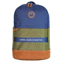 United Colors Of Benetton Üç Bölmeli Retro Erkek Çocuk Sırt Çantası - Lacivert Yeşil - Günlük Okul Seyahat