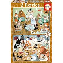 Educa 4-6 Yaş 2x48 Parça Orman Masalları Puzzle - Erkek Çocuk Karton Puzzle