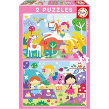 Educa 4-6 Yaş 2x48 Parça Fantazi Arkadaşlar Puzzle - Kız Çocuk Karton Puzzle