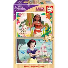 Educa 2x50 Disney Vaiana ve Pamuk Prenses Kız Çocuk Ahşap Puzzle - 4-6 Yaş