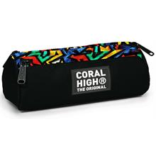 Coral High Üç Gözlü Okul Kalem Çantası - Kız Çocuk - Siyah Çok Renkli