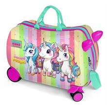 Coral High Otur-Çek Kız Çocuk Valizi - Yeşil Pembe Unicorn