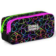 Coral High Kız Çocuk Siyah/Pembe Kalp Desenli Okul Kalem Çantası