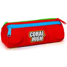 Coral High Kırmızı Bultak Desenli Kız ve Erkek Çocuk Okul Kalem Çantası - Üç Bölmeli Kalemlik