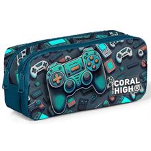 Coral High Erkek Çocuk Oyun Konsolu Baskılı Yeşil İki Gözlü İlkokul Kalem Çantası